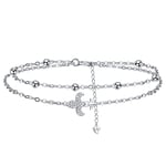 J.MUEN Ancre Bracelets pour Femme Argent Sterling 925 Réglable Bracelet Pendentif Anchor Bijoux Cadeaux Noël d'anniversaire pour Femmes (17+4 cm)