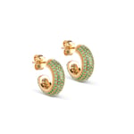 Enamel Mini Sparkling Luna Hoops Øredobber 18 kt. Gullforgylt sølv E285G-Green CZ - Dame - 925 sterling silver