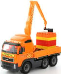 Polesie Volvo Powertruck Truck With Crane Arm + Construction Set Supermix-30 On Pallet (Tray), Lastbil, Volvo, Plast, Orange, Svart