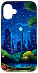 iPhone 16 Plus New York City Evening Stars Retro Pixel art Case