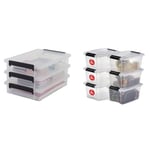 Iris Ohyama, Boxes, Plastic Document Storage Organizer with Lid and Closing Clips & Plastic storage boxes with lid and closing clips, 5L, Set of 6, Integrated Handles, Stackable, BPA free