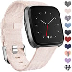 Ouwegaga Compatible with Fitbit Versa Strap/Fitbit Versa 2 Strap, Woven Bands Replacement Sport Wristband Compatible with Fitbit Versa Smartwatch Small, Beige