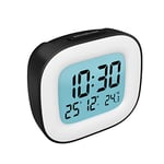 HOMVILLA Alarm Clock, Bedside Alarm Clocks Battery Operated - Digital Clock with Temperature Display, Snooze Function and Backlight for Travel, Bedroom