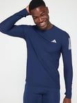 adidas Mens Running Own The Run Long Sleeve T-shirt - Navy, Navy, Size 2Xl, Men