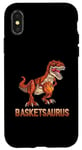 Coque pour iPhone X/XS BasketSaurus Dinosaure Balle T-rex Dino Jouant au Basketball