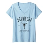 Womens Deadwood South Dakota USA Vintage Distressed Style Design V-Neck T-Shirt