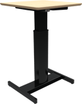 FluidForm, Enkeltben hæve-/sænkebord, firkantet, natur/sort, H120x60x60 cm, ahorn
