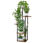 Bamworld Support plantes interieur 5 Niveaux En Métal étagère plante etagere plante Pour Plusieurs Plantes,Meuble Plante Et Étagère Plante, Salon Et Chambre À Coucher (Marron).