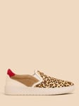 White Stuff Leopard Print Slip On Leather Trainers, Multi