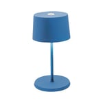 Zafferano, Lampe Olivia Mini, Lampe de Table Portable et Rechargeable avec Contrôle Tactile, Adaptée pour le Salon et l'Extérieur, Dimmer 2700-3000 K, Hauteur 22 cm, Couleur Capri Bleu