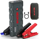 NEXPOW Booster Batterie Voiture 2000A Portable Jump Starter (Jusqu'à 7.0L Essence ou 6.5L Gazole) Démarrage de Voiture 12 V avec Pinces de Sûreté Intelligentes Lampe à LED