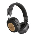 House of Marley Positive Vibration Riddim On-Ear Headphones Wireless - Bluetooth Headphones, 50 Hr Playtime, Folding Earphones with Microphone, USB-C Quick Charging, Sustainable Materials, Black