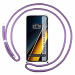 Tumundosmartphone Étui pendentif transparent pour Xiaomi Poco X6 Pro 5G avec cordon violet