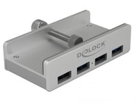 DELOCK – External USB 3.0 4 Port Hub with Locking Screw, silver (64046)