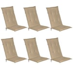 Set de 6 Matelas Coussin pour Chaise Fauteuil de Jardin terrasse Loft HL Naturel 120x50x6cm