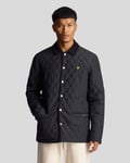 Lyle & Scott Mens quilted jacket in navy blue material_polyester - Size Small