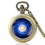 DSHUJC Pocket Watch, Galaxy Blue Milky Way Black Vintage Quartz Pocket Watch Pendant Clock Watch Men Women Charm Jewelry Necklace Gifts