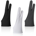 3 Pieces Two-Finger Glove Artist Drawing Tablet Gloves Drawing Hand Guard Two Finger Graphics Painting Glove Unisex (Large, Black, White, Gray) (Large, Black, White, Gray) (Black, White, Gray,Medium)