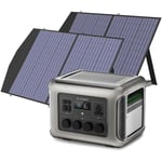 R2500 centrale électrique Générateur solaire 2016 Wh ,4 sorties ca de 2500 w, station d'alimentation portable avec 2 panneaux solaires 100 w pour