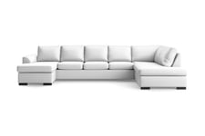 U-soffa Ohio Large med Divan Vänster Konstläder - Vit Skinnsoffa Scandinavian Choice