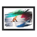 Big Box Art Red Fox on The Road V2 Framed Wall Art Picture Print Ready to Hang, Black A2 (62 x 45 cm)