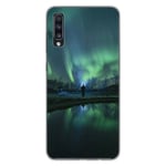 Tryckt silikonfodral som är kompatibelt med Samsung Galaxy A70 Northern Lights