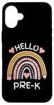 Coque pour iPhone 16 Plus Hello Pre-K Crayon arc-en-ciel pour enfant