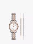 Michael Kors MK4817 Lexington Watch and Pave Slider Bracelet Jewellery Set, Silver/Rose Gold