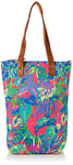 The Holiday Shop London Sac de plage pour femme en toile tropicale et sac fourre-tout, Multicolore (rose/vert/bleu),