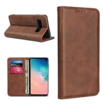 Samsung Galaxy S10 auto-absorbed leather case - Coffee Ruskea