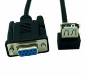 RS232 DB9 Female to USB 2.0 A Up angle 90 degree Female Serial Cable Connector