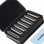 EASTTOP Harmonica set of 7-Pack 10Hole Blues harp mouth organ Diatonic Harmonica