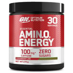 Optimum Nutrition Amino Energy Pre Workout en poudre, boisson énergisante avec acides aminés, BCAA, L-Glutamine et L-Leucine, complément vitamine C caféine, goût Fraise-Citron vert, 30 portions, 270 g