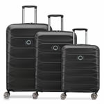 Delsey Paris Meteor 4 roulettes Set de valises 3 pièces avec soufflet d'extension black (TAS014683)