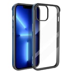 ASOBEAGE Metal Frame Case for iPhone 13, Shockproof, Slim, Scratch-Resistant, Non-Yellowing, Transparent (Dark Blue)