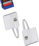 Lot de 2 lecteurs de cartes SD vers jack Lightning - Adaptateur de carte mémoire MFI - Accessoires compatibles avec iPhone 14 13 12 11 Pro Max Mini 8 7 6 Plus X Xs Xr Se iPad Air ip