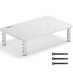 BONTEC Monitor Stand Riser, 3 Height Adjustable Monitor Stand for Desk, Computer Monitor Riser Stand with Mesh Platform for Laptop, Computer, iMac, PC up to 20KG, Cable Ties Included (White)