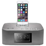 HiFi Wireless Bluetooth Speaker Alarm Clock Digital Radio Clock, Bedside Rapid Charging Audio, FM Radio AM,Silver,alarm clock digital ANJT (Color : Silver)