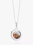 Rachel Jackson London Personalised Small Deco Sun Birthstone Amulet Necklace, Silver