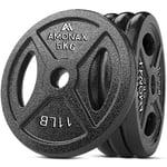 Amonax Cast Iron Weight Plates Set, 2.5kg, 5kg, 10kg Dumbbell Plates for 1 Inch Weight Plates Bars, Metal Barbell Plates for Weight Lifting Hip Thrust, Steel Weight Plates for Home Gym