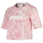 Puma Elevated Essentials Cropped Logo AOP T-Shirt Womens Top 580392 94 - Pink - Size Medium