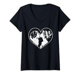 Womens Saint Bernard Mom Dog Art Valentine's Day Heart V-Neck T-Shirt