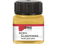 Kreul 79215 - Peinture acrylique brillante, 20 ml verre en or, peinture acrylique brillante et lisse pour peindre et bricoler, à base d'eau, résistante à la salive, séchage rapide et opaque