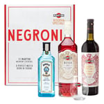 The Martini Negroni Cocktail Kit, Gift Box featuring Martini Riserva Rubino Vermouth 750ml, Martini Riserva Bitter 700ml, Bombay Sapphire Gin 350ml & Martini Glass Tumbler, 11 Servings