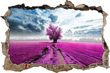 pixxp Rint 3D WD s2242 _ 62 x 42 Large Champ de Rose avec Arbre Mural percée 3D Sticker Mural, Vinyle, Multicolore, 62 x 42 x 0,02 cm