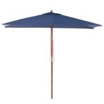 Parasol de Jardin ou de Terrasse Rectangulaire Bleu Marine avec Pied en Bois, T