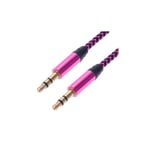 1m Vävd 3.5mm Aux Kabel - Rosa