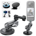 TELESIN° Support Magnétique pour DJI Osmo Action 5 Pro 4 3 GoPro Hero 13 12 11 10 9 8 Max Insta360 X4 X3, Support Voiture avec Bras d'extension en métal Pivot 360° à dégagement Rapide, Accessoires