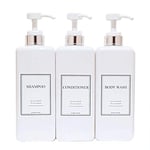 HARRA HOME Lot de 3 flacons à Pompe Modernes dorés Rechargeables de 765,4 g pour shampooing et après-shampoing - Bouteilles vides en Plastique avec Pompe pour Lotion de Salle de Bain et Gel Douche