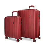 Movom Wood Set de Bagages Rouge 55/70 cms Rigide ABS Serrure TSA 119L 4 roues doubles Bagage à main